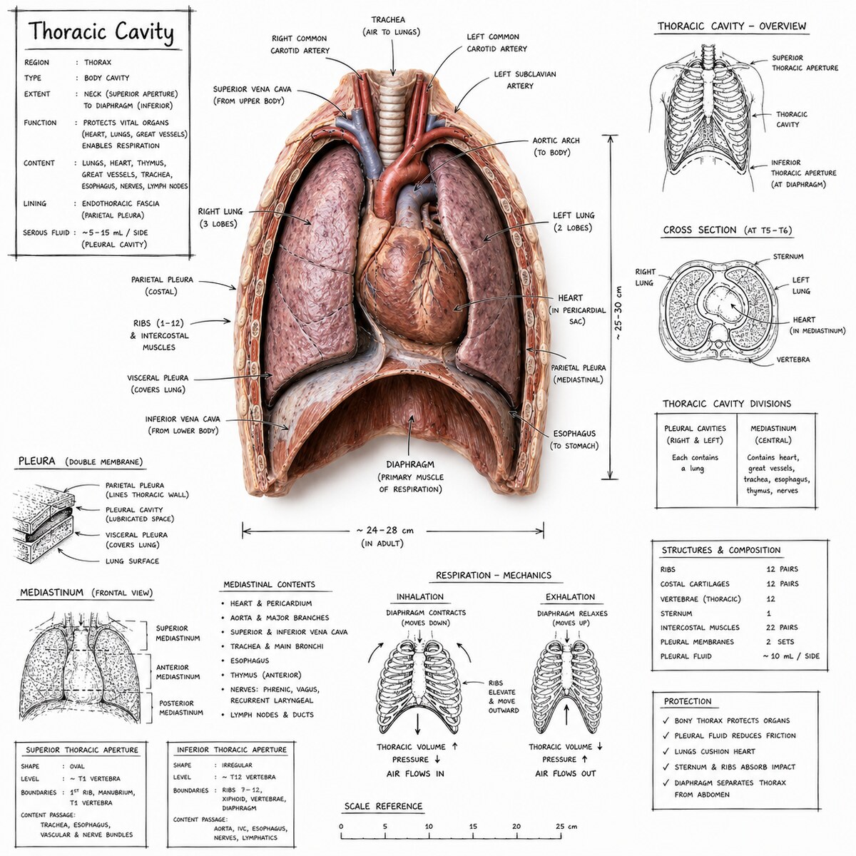 Thoracic cavity anatomy plate