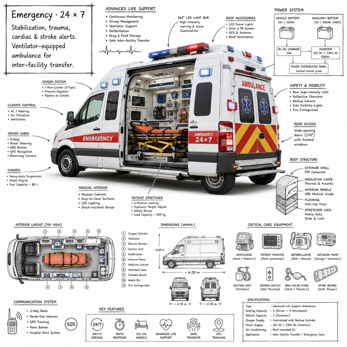 Emergency · 24×7 ambulance plate